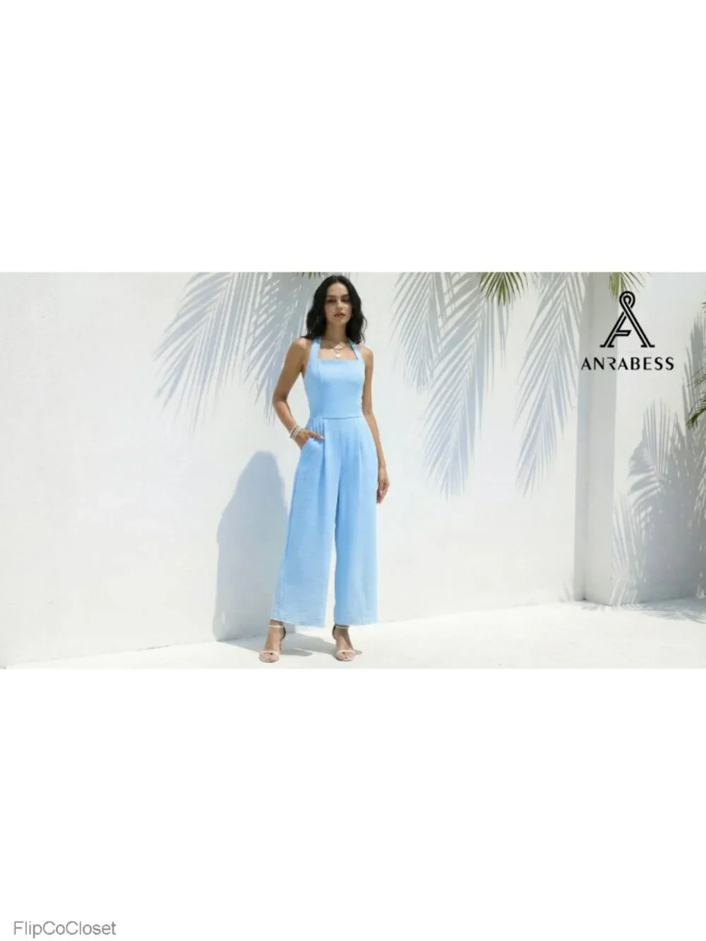 Women's Jumpsuits Halter Wide Leg Sleeveless